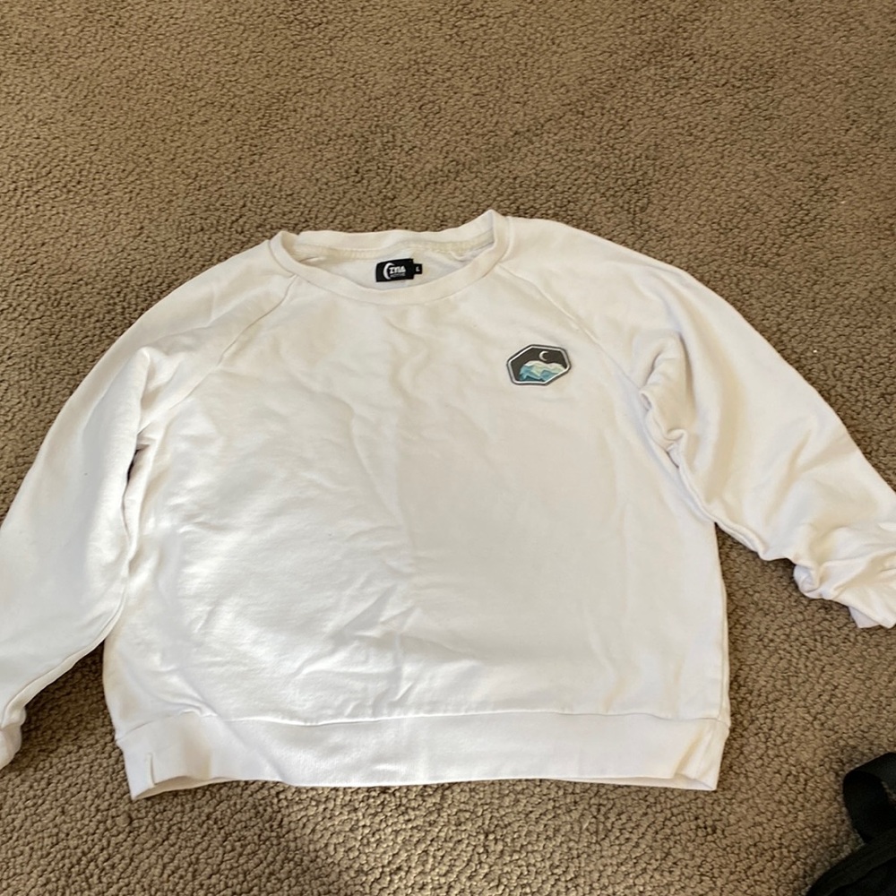 White crewneck with logo